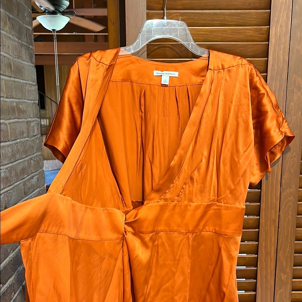 Banana Republic Silk Elegant Orange Wrap Dress - Picture 7 of 12